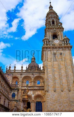 Santiago de Compostela Cathedral end of Saint James Way Plaza Praterias in Galicia Spain