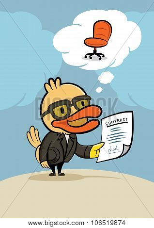 Duck Businessman With New Contract