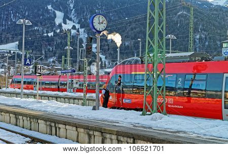 View Of The Train Driver Awaiting Departure At Garmisch-partenkirchen Train Station