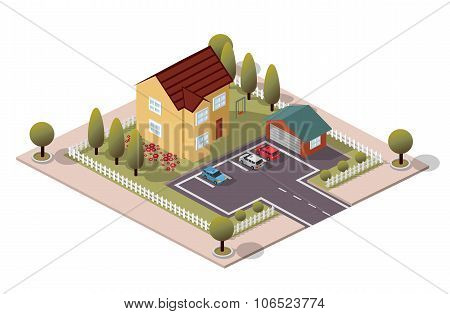 Vector Isometric House & Garage