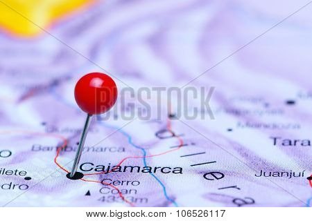 Cajamarca pinned on a map of America