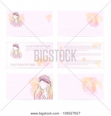 Template six card woman in turban