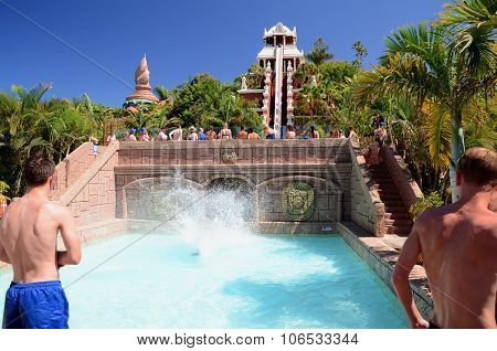 Tower of Power slide in Siam Park on Tenerife