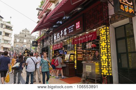 Macao-june 25, 2015: Tourists Visit The Historic Centre Of Macao-senado Square On June 25, 201 In Ma