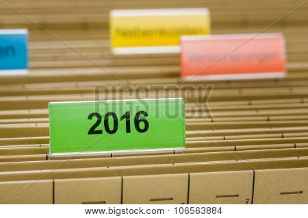 Hanging File Folder Labeled With 2016