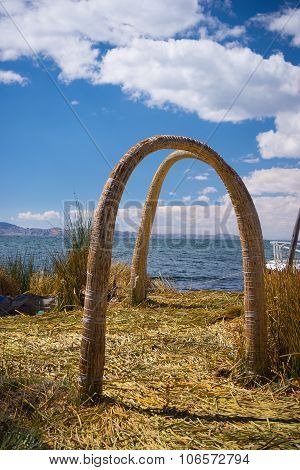 Totora Reed Village On Uros Island, Titicaca Lake, Peru
