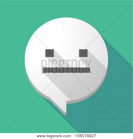 Long Shadow Comic Balloon With A Emotionless Text Face