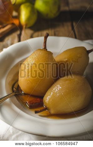 Pears Glazed In Tea And Cinnamon