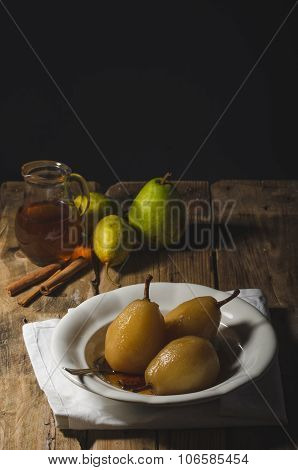 Pears Glazed In Tea And Cinnamon