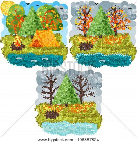 Autumn round pixels art
