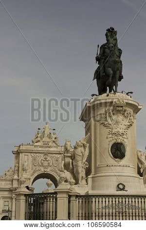 Architectural Close Up Of The Equestrian Statue Of King Joseph