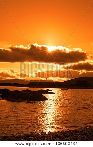 Wild Atlantic Way Ireland With An Orange Sunset