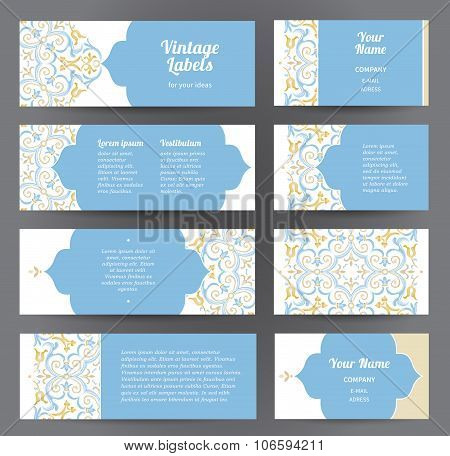 Ornate Vintage Cards In Eastern Style.