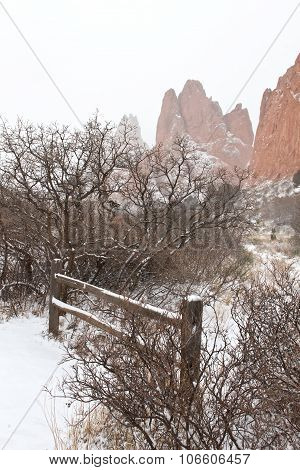 A Split Rail Fence At Garden Of The Gods