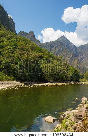 Urubamba River And Machu Picchu Mountains, Peru