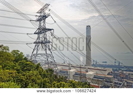 Power station and tower grey cloud