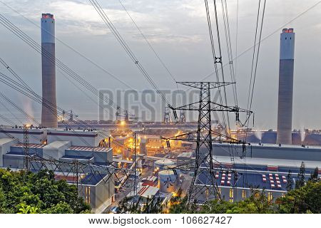 Power station and tower grey cloud