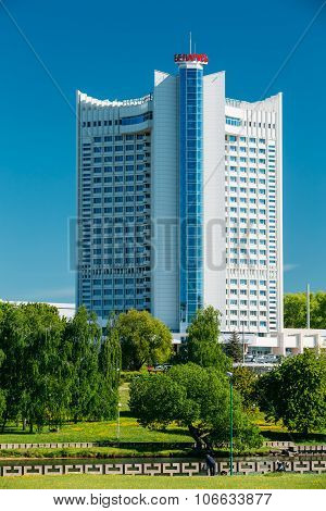 Hotel Building Belarus in district Nemiga in Minsk, Belarus