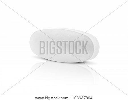 White Medicine Tablet Isolated On White Backgrounnd