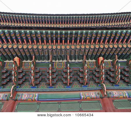 Korea traditionella arkitekturen-unika färgglada gamla hus
