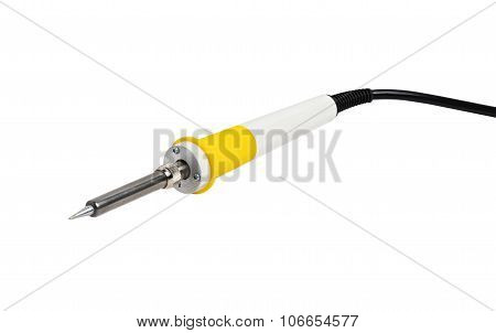 Isolated solderer with yellow handle