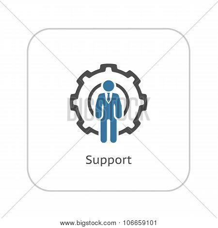 Global Support Icon. Flat Design.