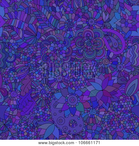 Doodle seamless background oriental blue