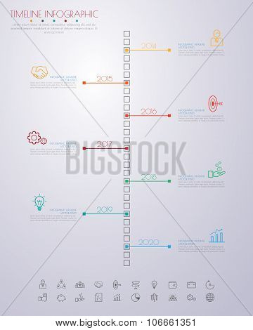 Timeline Infographics With Icons Set.
