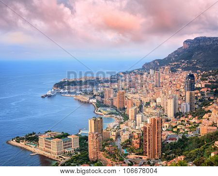 Principality Of Monaco At Sunrise