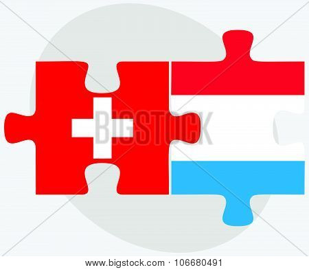 Switzerland And Luxembourg Flags