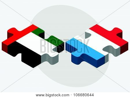 United Arab Emirates And Luxembourg Flags