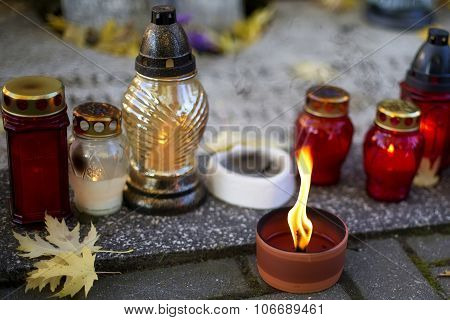 Candless in the cemetery