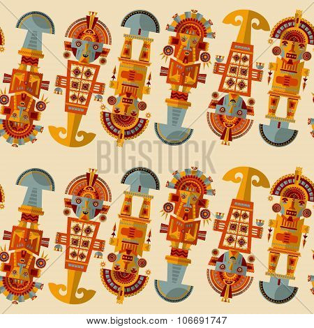Inca Ceremonial Knifes. Tumi.  Seamless Background Pattern.