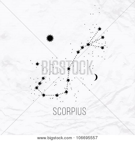 Astrology sign Scorpius on white paper background