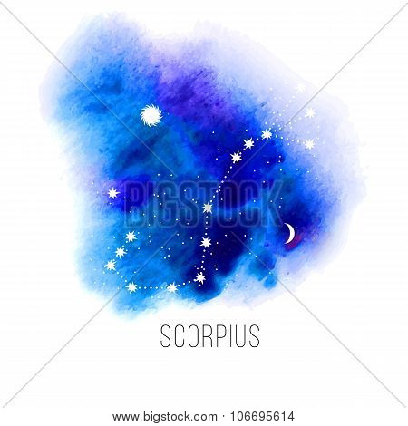 Astrology sign Scorpius on watercolor background