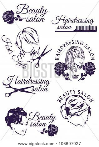 Set of badges for beauty and hairdressing salons