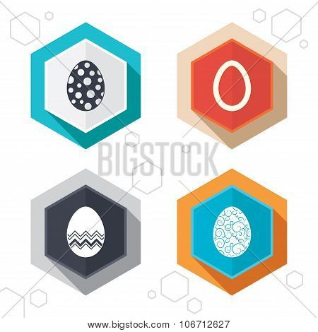 Easter eggs signs. Circles and floral patterns.