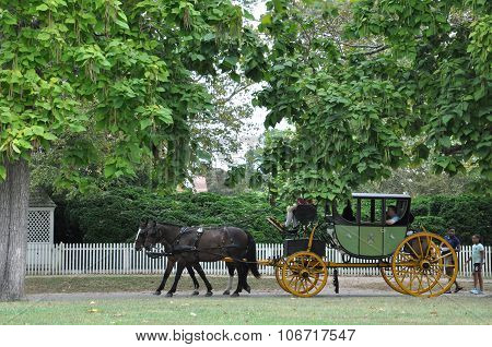 Horse-drawn carriage rides in Williamsburg, Virginia