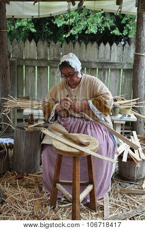 Basketmaker in Colonial Williamsburg in Virginia