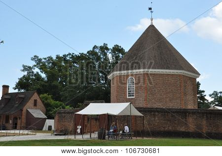 Magazine and Guardhouse in Colonial Williamsburg in Virginia