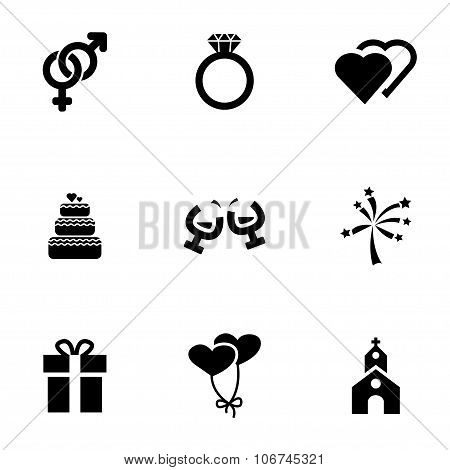 Vector Black Wedding Icon Set