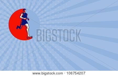 Business Card Barefoot Runner Running Front Circle
