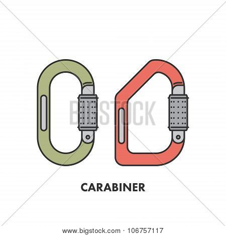 Line Icon Carabiner In Color
