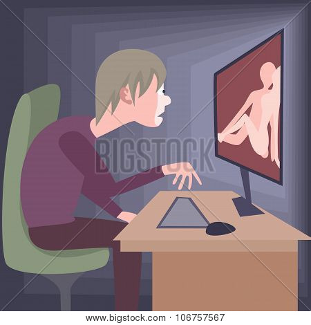 watching sexual site caricature