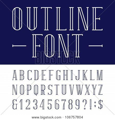 Decorative outline alphabet vector font.