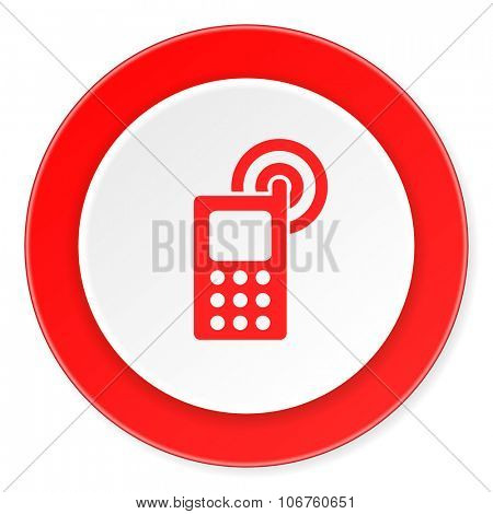phone red circle 3d modern design flat icon on white background 