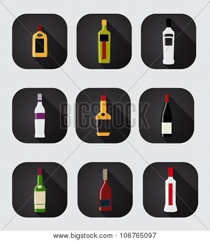Modern Flat Dink Icon Set for Web and Mobile Application in Styl