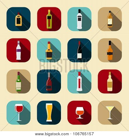 Modern Flat Dink Icon Set for Web and Mobile Application in Styl