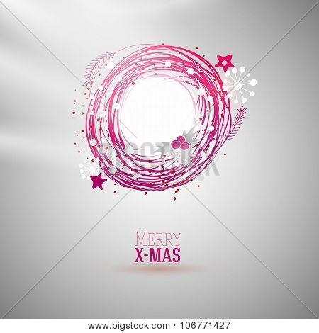 Modern bright color Xmas wreath