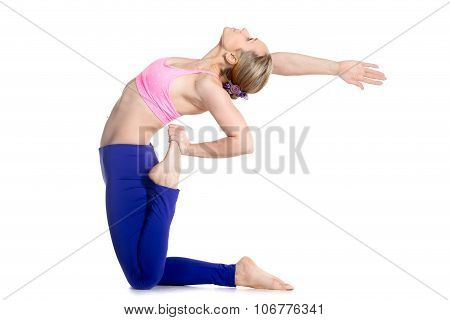 Yogi Female Doing One-legged Camel Pose